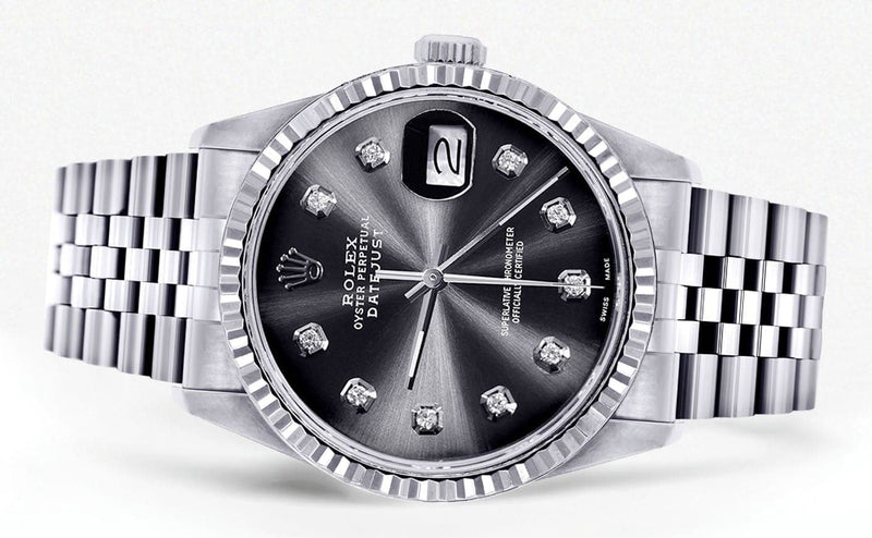 Mens Rolex Datejust Watch 16200 | Fluted Bezel | 36Mm | Chrome Dial | Jubilee Band