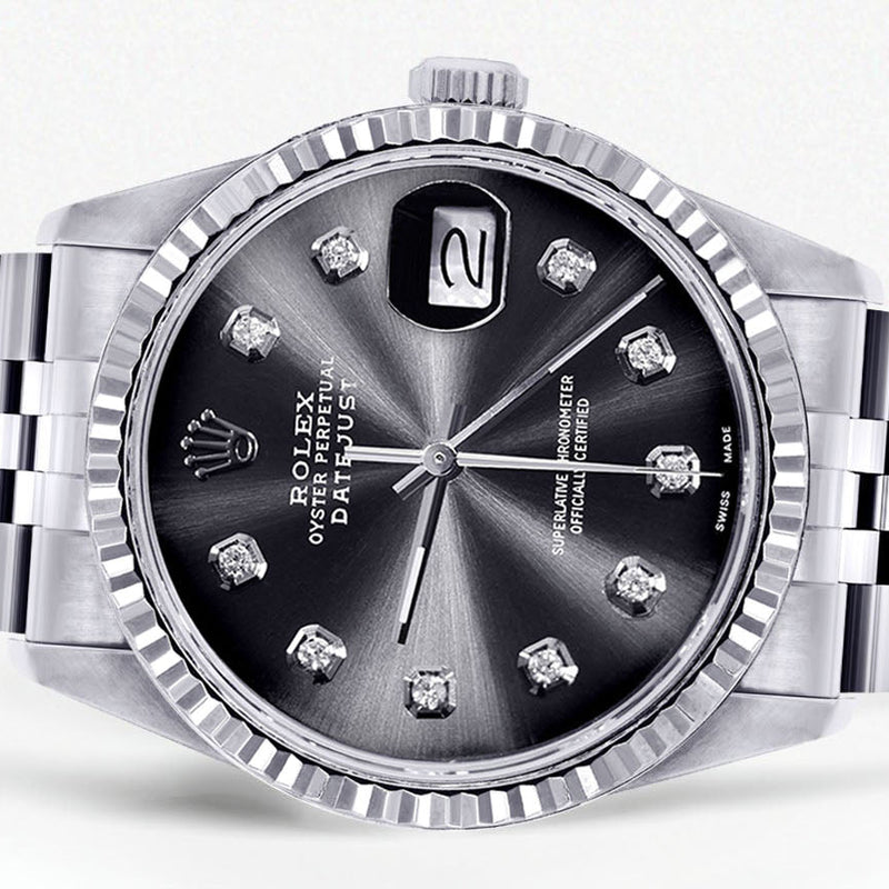 Womens Rolex Datejust Watch 16200 | Fluted Bezel | 36Mm | Chrome Dial | Fluted Bezel | Jubilee Band