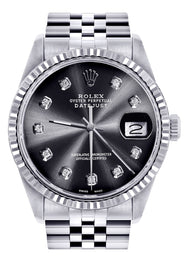 Womens Rolex Datejust Watch 16200 | Fluted Bezel | 36Mm | Chrome Dial | Fluted Bezel | Jubilee Band