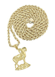 10K Yellow Gold Ram Necklace | Appx. 13.8 Grams