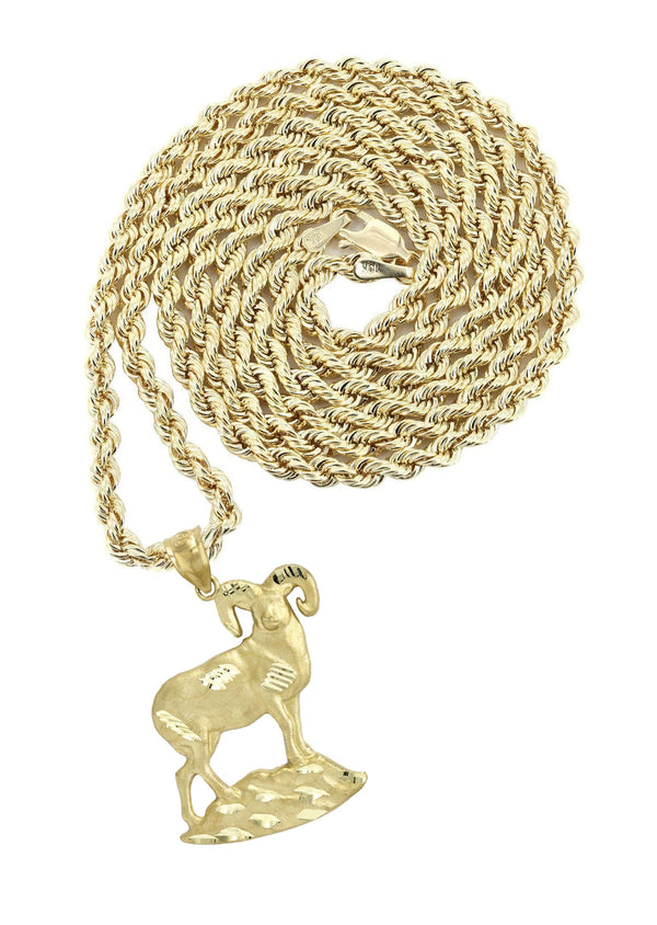 10K Yellow Gold Ram Necklace | Appx. 13.8 Grams