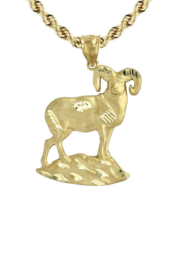 10K Yellow Gold Ram Necklace | Appx. 13.8 Grams