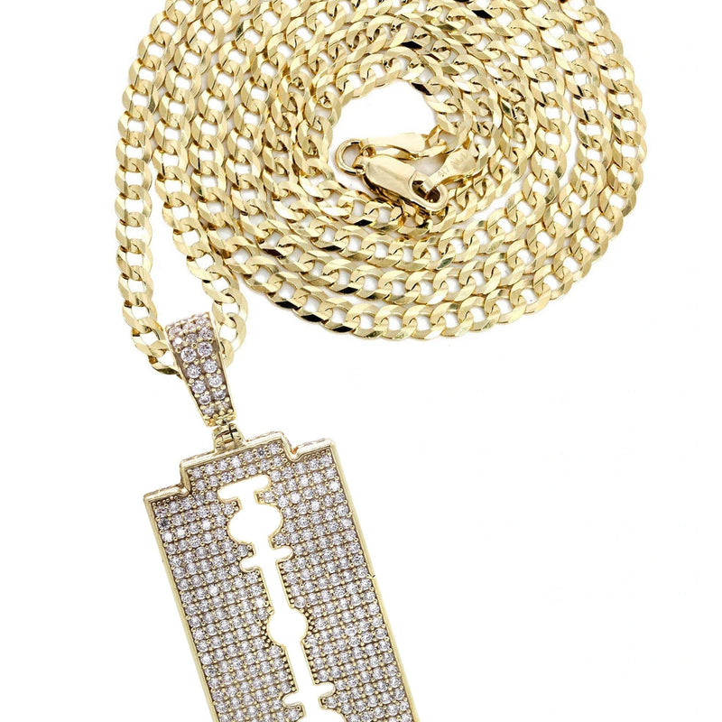 10K Yellow Gold  Razor Blade Necklace | Appx. 17 Grams