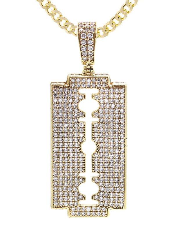 10K Yellow Gold  Razor Blade Necklace | Appx. 17 Grams