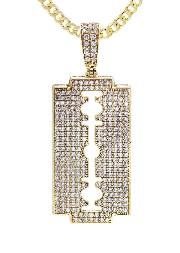 10K Yellow Gold  Razor Blade Necklace | Appx. 17 Grams