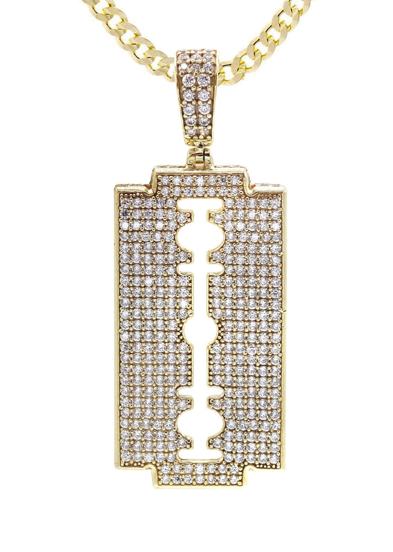 10K Yellow Gold  Razor Blade Necklace | Appx. 17 Grams