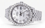 Diamond Iced Out Rolex Datejust 41 | 25 Carats Of Diamonds | Custom Silver Diamond Dial | Jubilee Band