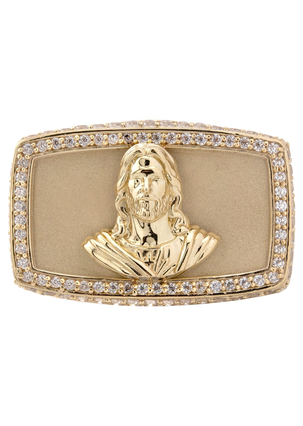 10K Gold Cz Jesus Ring For Men | 9 Grams