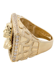 10K Gold Cz Jesus Ring For Men | 9 Grams