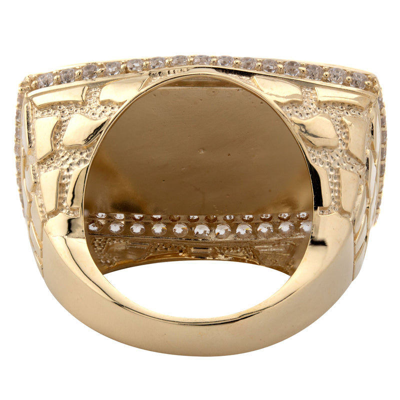 10K Gold Cz Jesus Ring For Men | 9 Grams