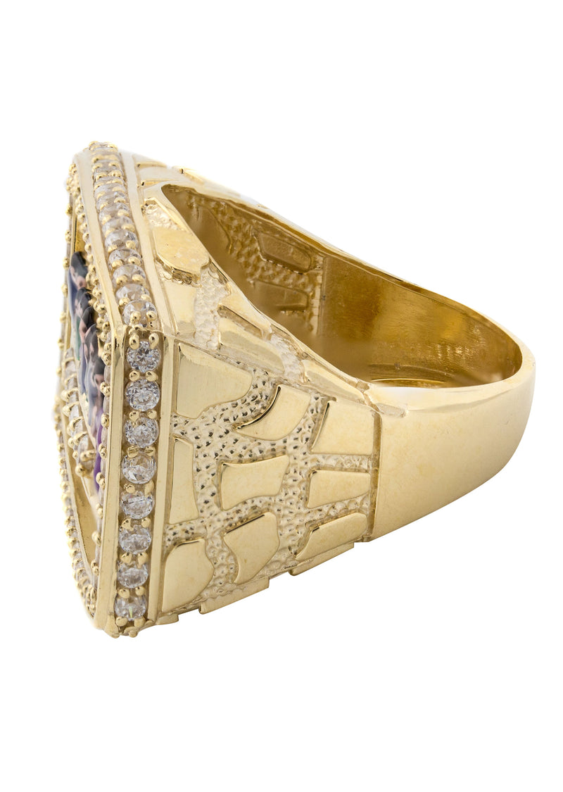10K Gold Cz Last Supper Ring For Men | 9 Grams