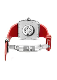 Frost NYC Mens Watch - Automatic Skeleton Stainless Steel Sport Diamond Watch | FRST-01-XS-D | Red