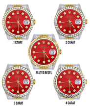Gold & Steel Rolex Datejust Watch 16233 for Men | 36Mm | Diamond Red Mother Of Pearl Dial | Jubilee Band