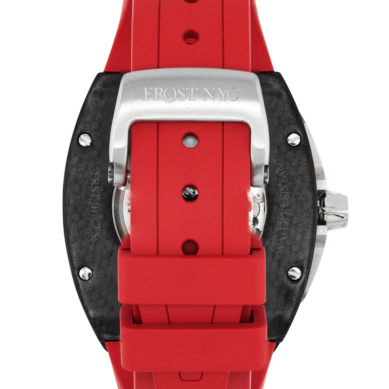 Frost NYC Mens Watch - Automatic Skeleton Carbon Fiber Sport Watch | FRST-01-CFS | Red