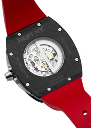 Frost NYC Mens Watch - Automatic Skeleton Carbon Fiber Sport Watch | FRST-01-CFS | Red