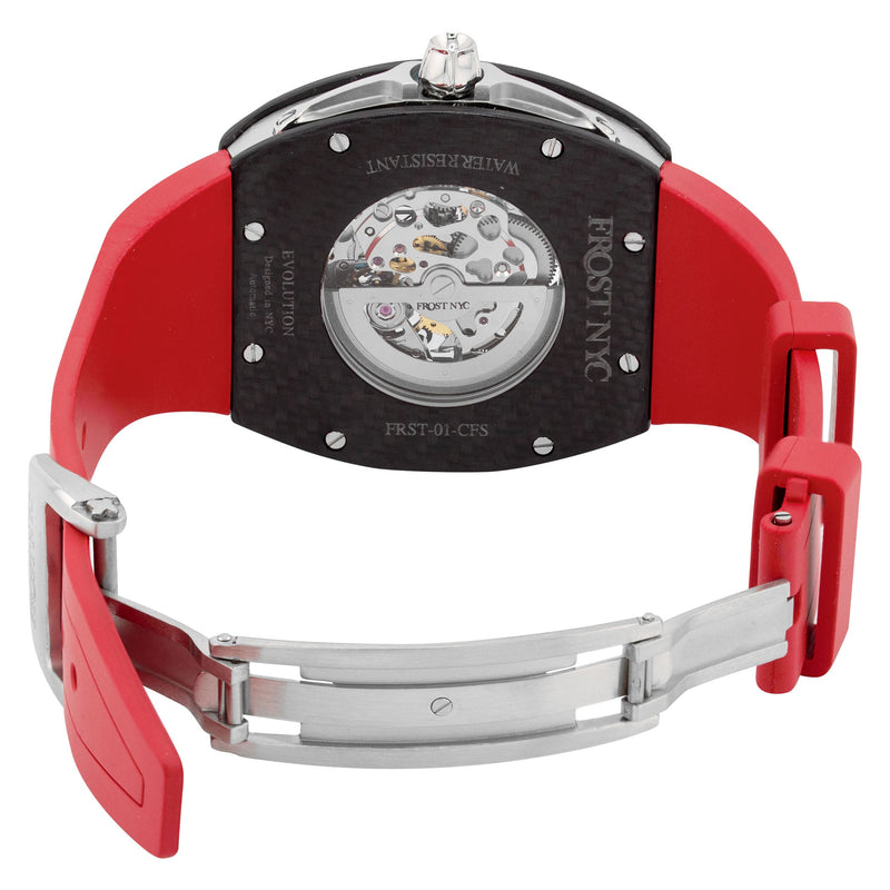 Frost NYC Mens Watch - Automatic Skeleton Carbon Fiber Sport Watch | FRST-01-CFS | Red