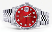 Womens Rolex Datejust Watch 16200  | 36Mm | Red Dial | Fluted Bezel | Jubilee Band