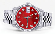 Mens Rolex Datejust Watch 16200 | Fluted Bezel | 36Mm | Red Dial | Jubilee Band