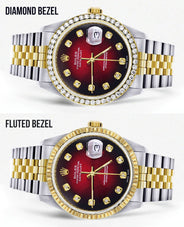 Gold Rolex Datejust Watch 16233 for Men | 36Mm | Red Dial | Jubilee Band