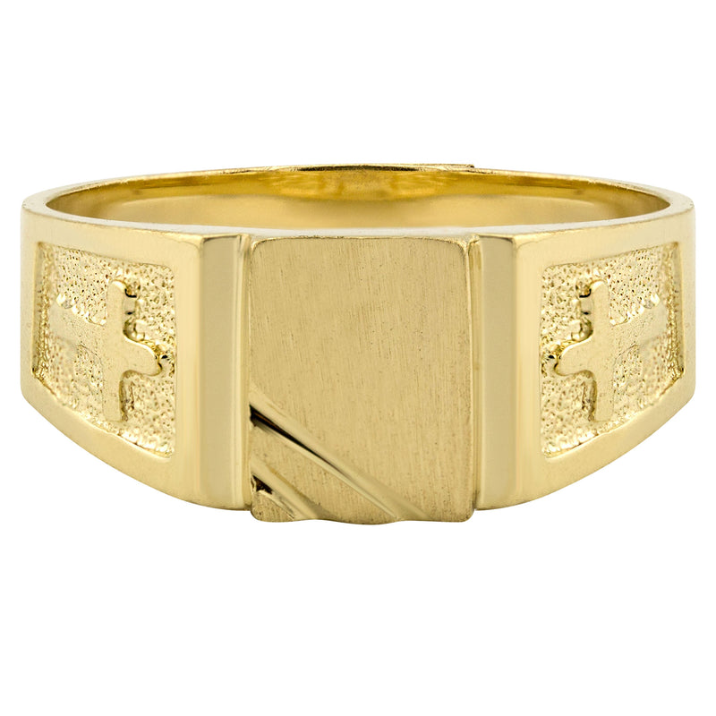 Mens Cross Signet Ring - 10K Gold | 5 Grams
