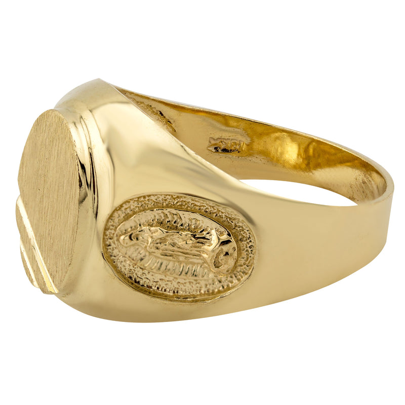 Mens Virgin Mary Signet Ring - 10K Gold | 6 Grams
