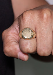 Mens Virgin Mary Signet Ring - 10K Gold | 6 Grams