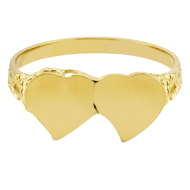 Mens Hearts Signet Ring - 10K Gold | 2 Grams