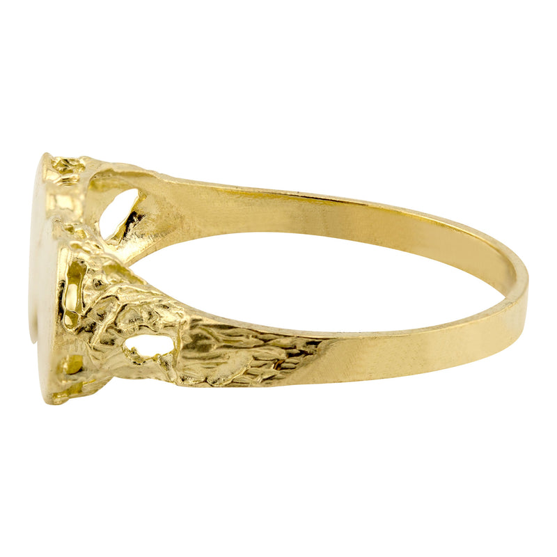 Mens Hearts Signet Ring - 10K Gold | 2 Grams