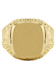 Mens Nugget Signet Ring - 10K Gold | 7 Grams