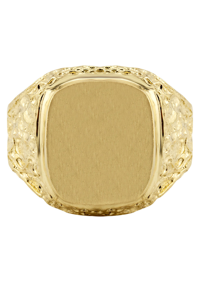 Mens Nugget Signet Ring - 10K Gold | 7 Grams