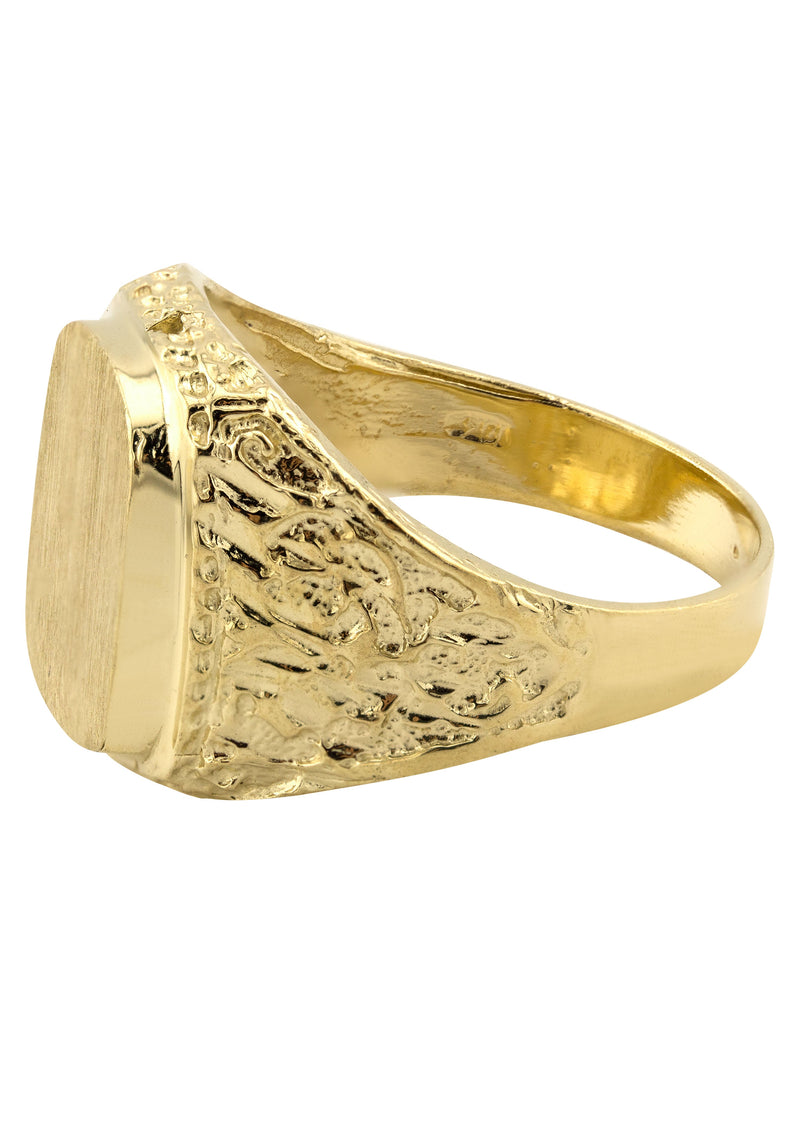Mens Nugget Signet Ring - 10K Gold | 7 Grams