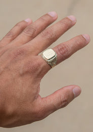Mens Nugget Signet Ring - 10K Gold | 7 Grams