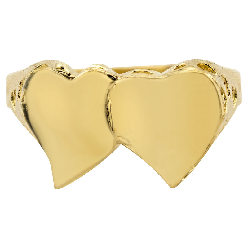 Mens Hearts Signet Ring - 10K Gold | 3.3 Grams