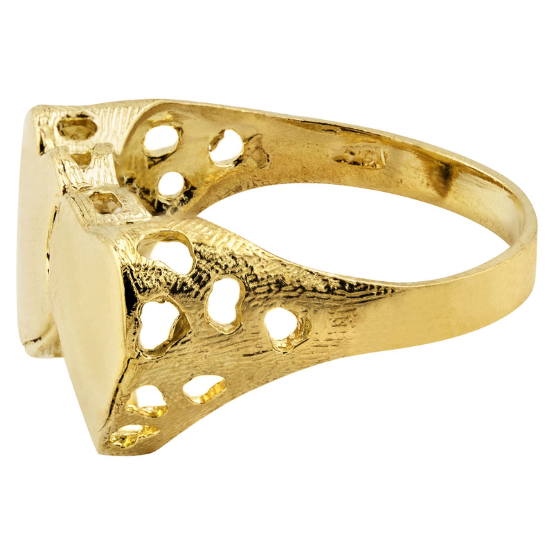 Mens Hearts Signet Ring - 10K Gold | 3.3 Grams