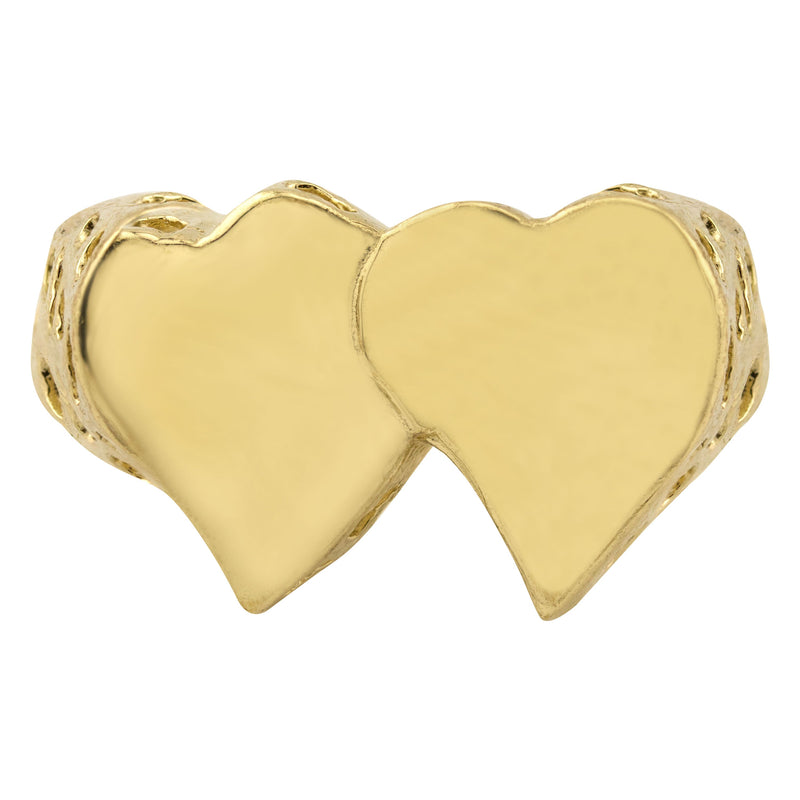 Mens Hearts Signet Ring - 10K Gold | 7 Grams