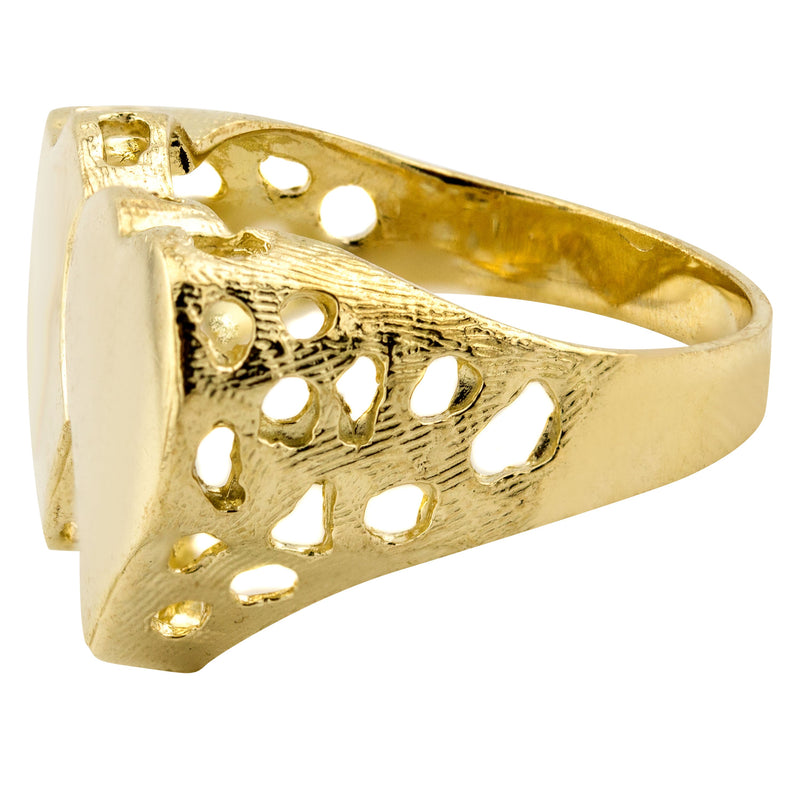 Mens Hearts Signet Ring - 10K Gold | 7 Grams