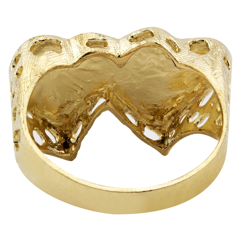Mens Hearts Signet Ring - 10K Gold | 7 Grams