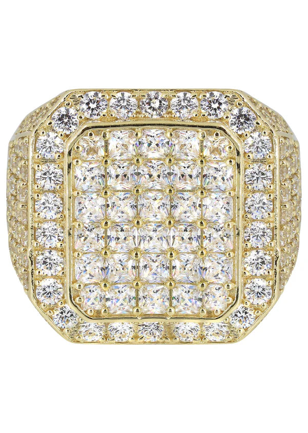 Mens Gold Round Diamond Pinky Ring | 10K Solid Yellow Gold