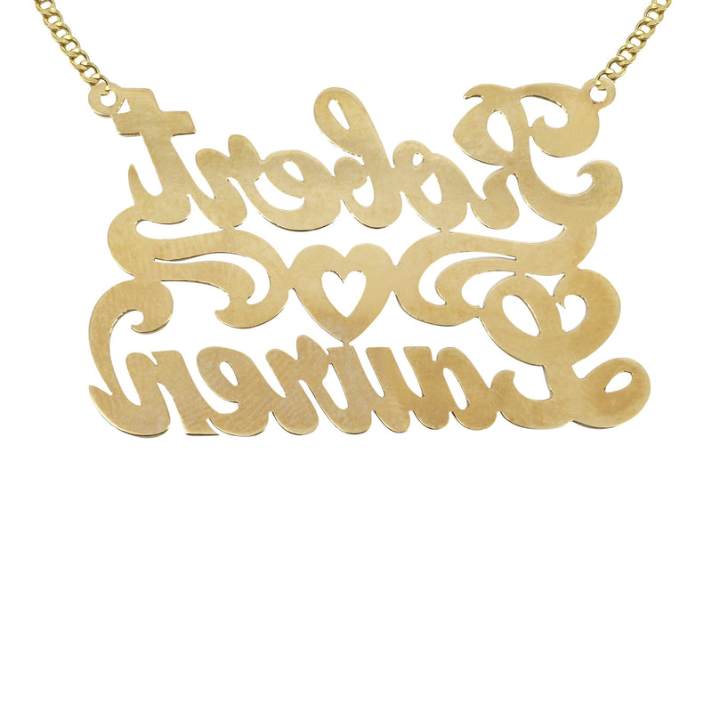 14K Gold  Couple Names Name Plate Necklace | Style #40