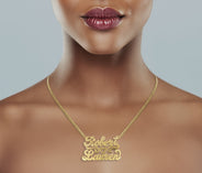 14K Gold  Couple Names Name Plate Necklace | Style #40