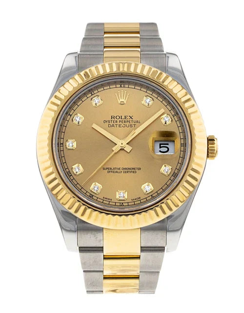 Rolex Datejust II - 116333 |  41 MM | Champagne Diamond Dial | Stainles Steel & Yellow Gold