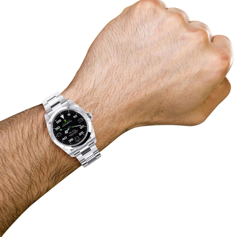 ROLEX AIR KING | STEEL WATCH | OYSTER BAND | BLACK DIAL