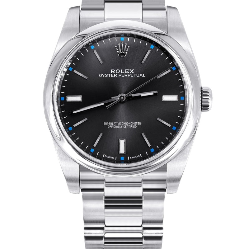 ROLEX OYSTER PERPETUAL 39 | STEEL WATCH | OYSTER BAND | RHODIUM DIAL
