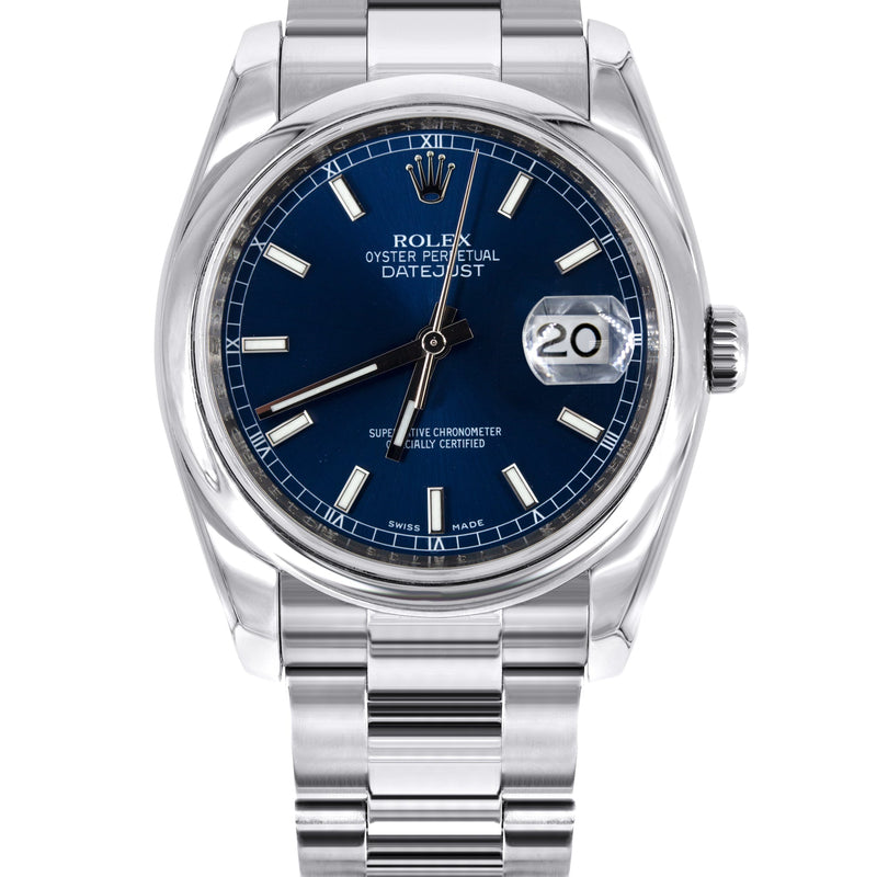 ROLEX DATEJUST 36 MM | OYSTER STEEL WATCH | BLUE DIAL| 116200