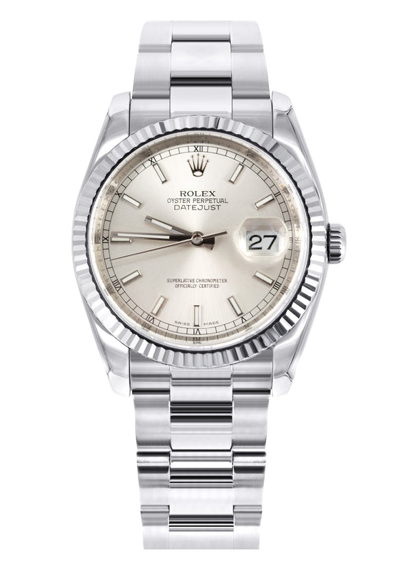 ROLEX DATEJUST 36 MM | OYSTER BAND STEEL WATCH | 116234 | FLUTED | SILVER STICK