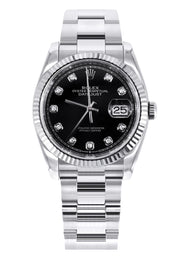 ROLEX DATEJUST 36 MM FACTORY BLACK DIAMOND | OYSTER BAND STEEL WATCH | 116234 | FLUTED