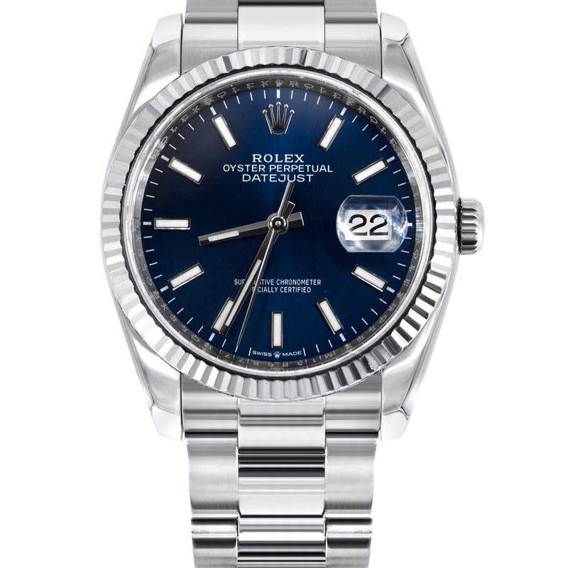 ROLEX DATEJUST 36 MM | OYSTER BAND STEEL WATCH | 116234 | FLUTED | BLUE STICK