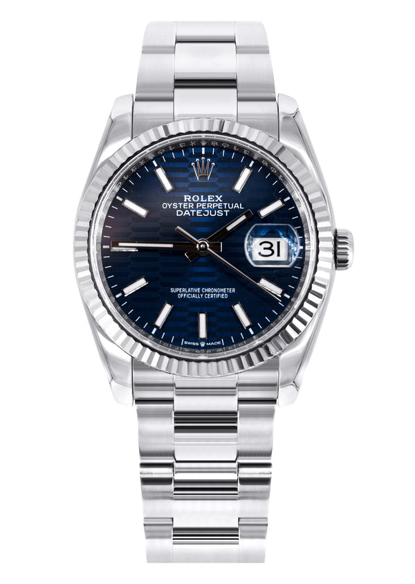 ROLEX DATEJUST 36 MM | OYSTER BAND STEEL WATCH | 126234 | FLUTED | BLUE MOTIF