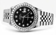 Rolex Datejust 36 MM with 4 Carat Diamond Bezel and Black Diamond Dial
