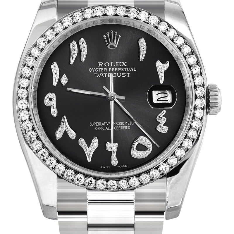 116200 | Rolex Datejust Watch | 36Mm | Black Arabic Dial | Oyster Band